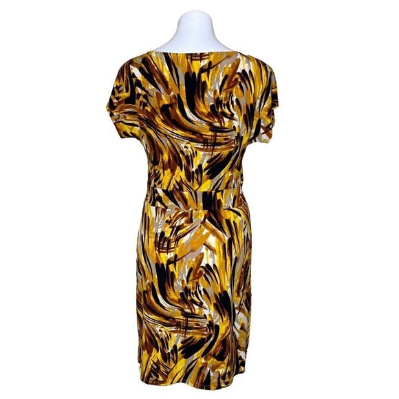 Antonio Melani Abstract Sheath Dress, Brown Yellow Short Sleeve Women’s Size S - Picture 5 of 9